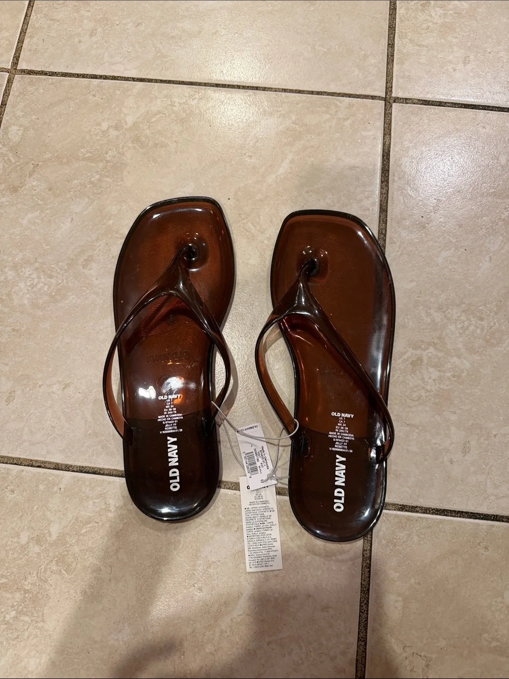 Old Navy Translucent Brown Jelly Thong Sandals